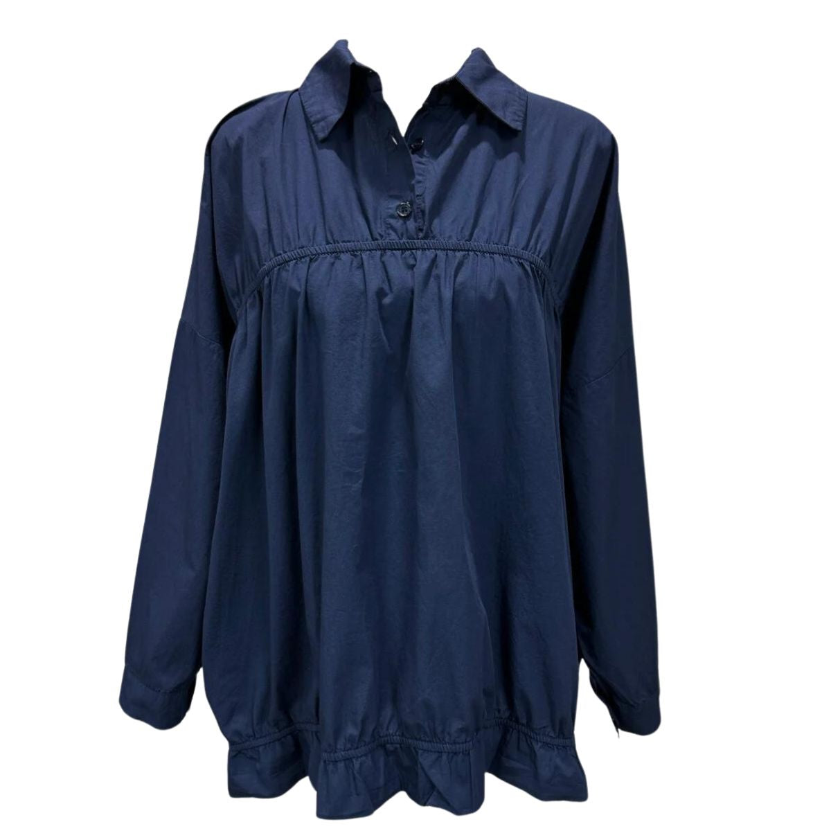Cotton Ruched Top Navy