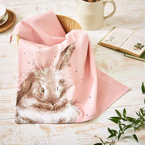 Tea Towel Pink Rabbit