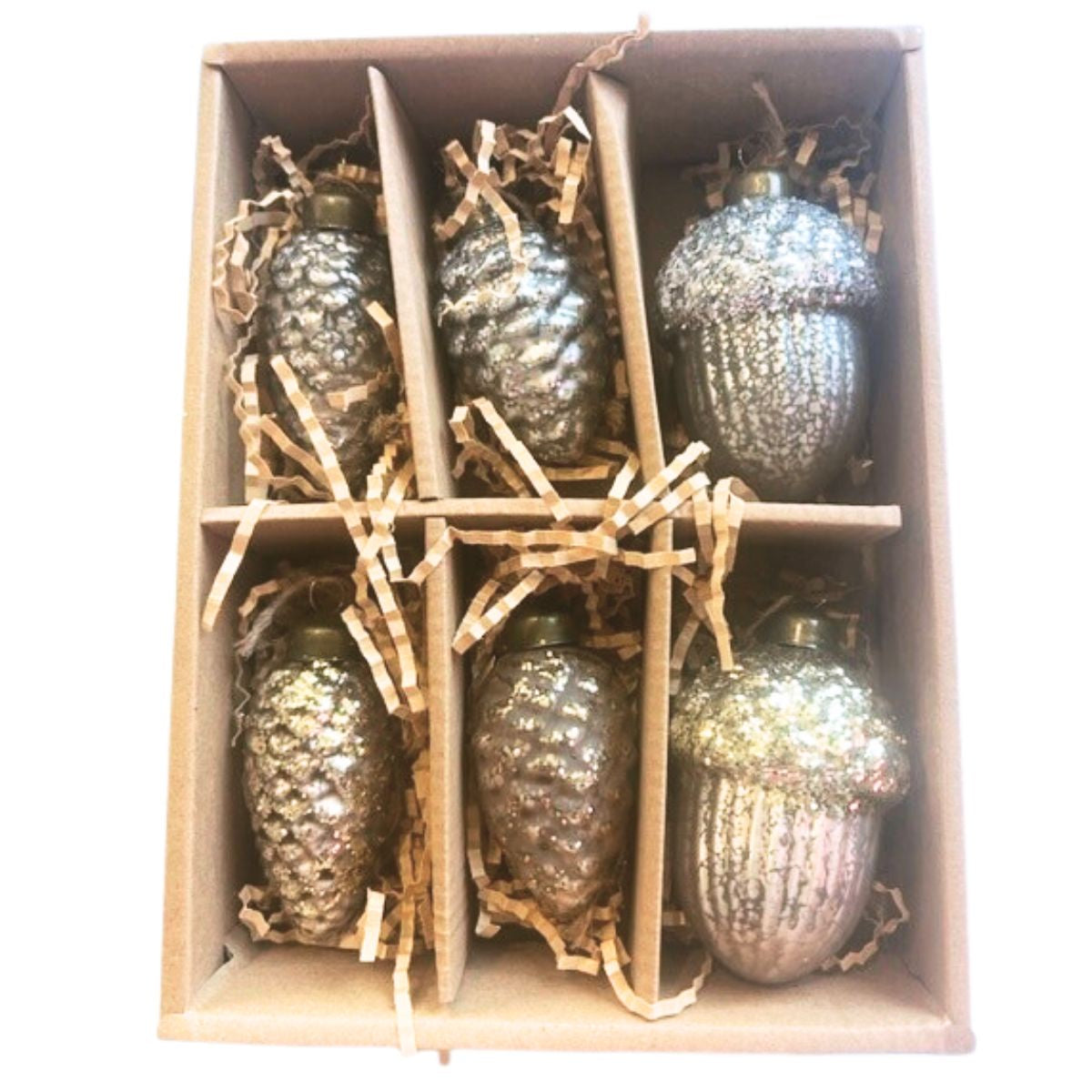 Boxed Pinecone/Acorn Decorations