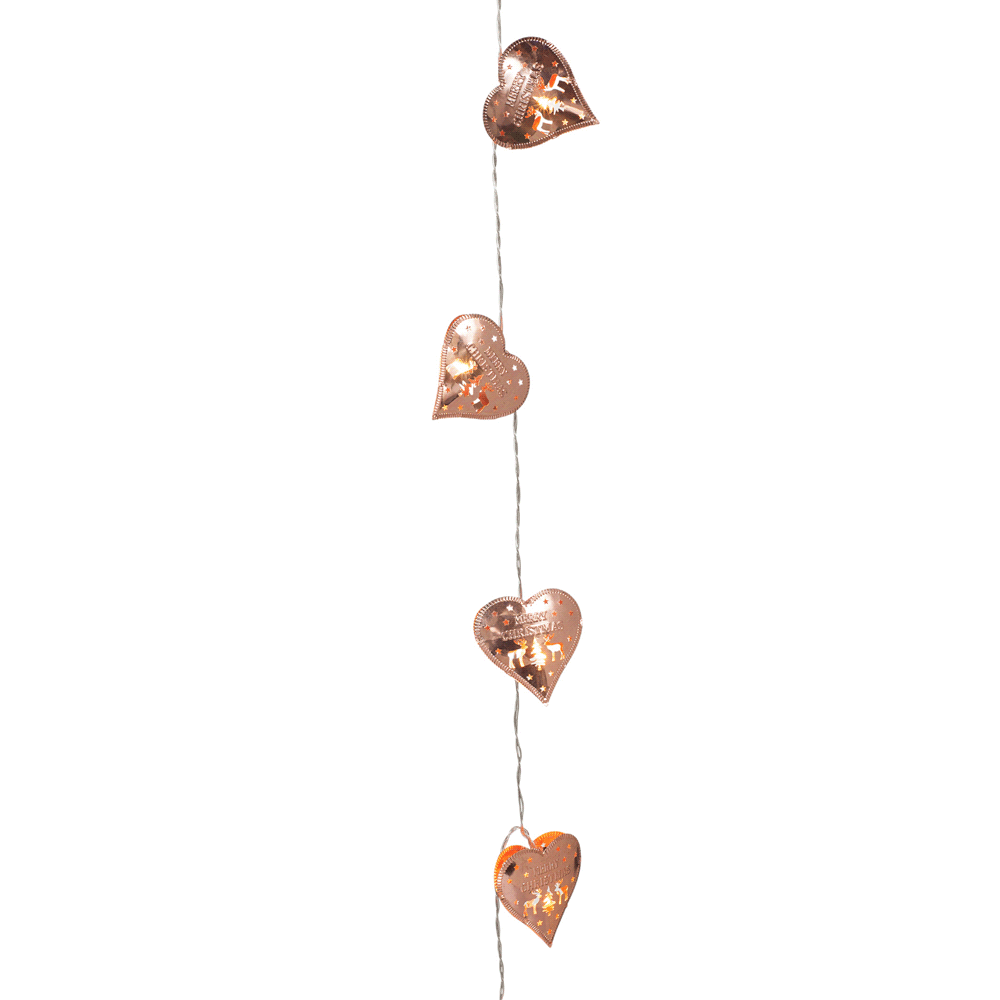 LED Heart w/deer Garland Rose Gold 1.3m