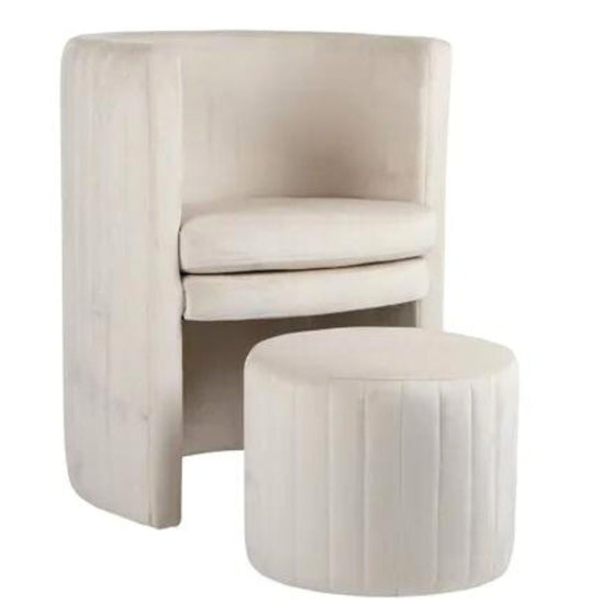 Giana Cream Velvet Armchair & Matching Stool