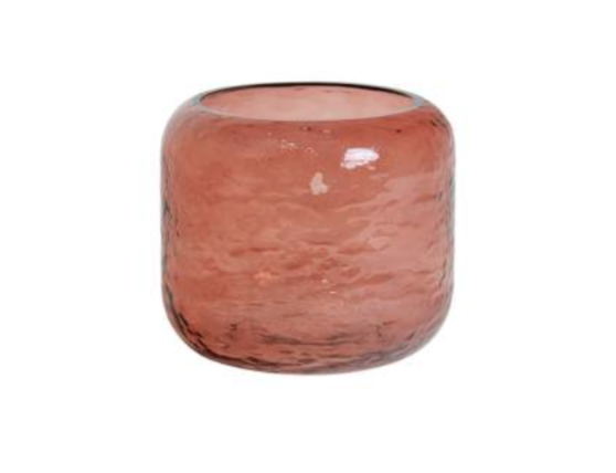 Crissy Pink optical Glass Round Vase Sml