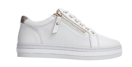 Pinny Leather Sneaker - White/Gold