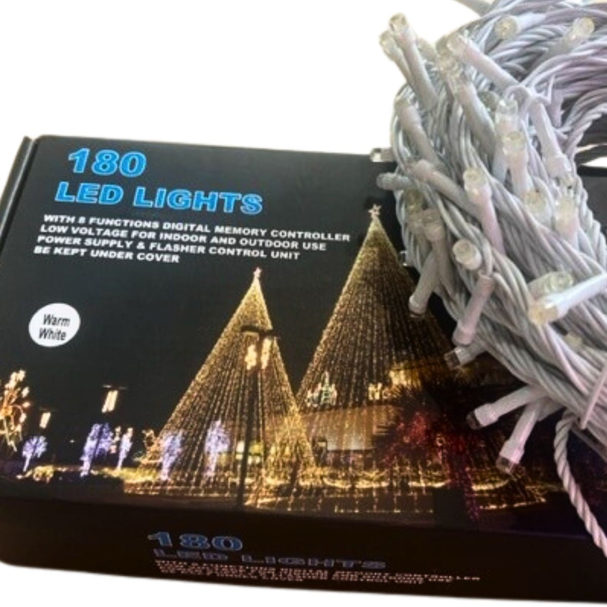 180 Warm LED Lights with White Wire